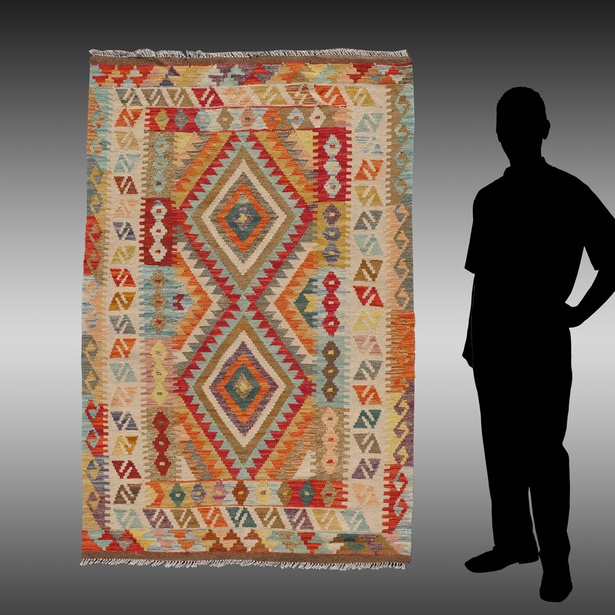 TURKISH HAND-WOVEN WOOL KILIM,