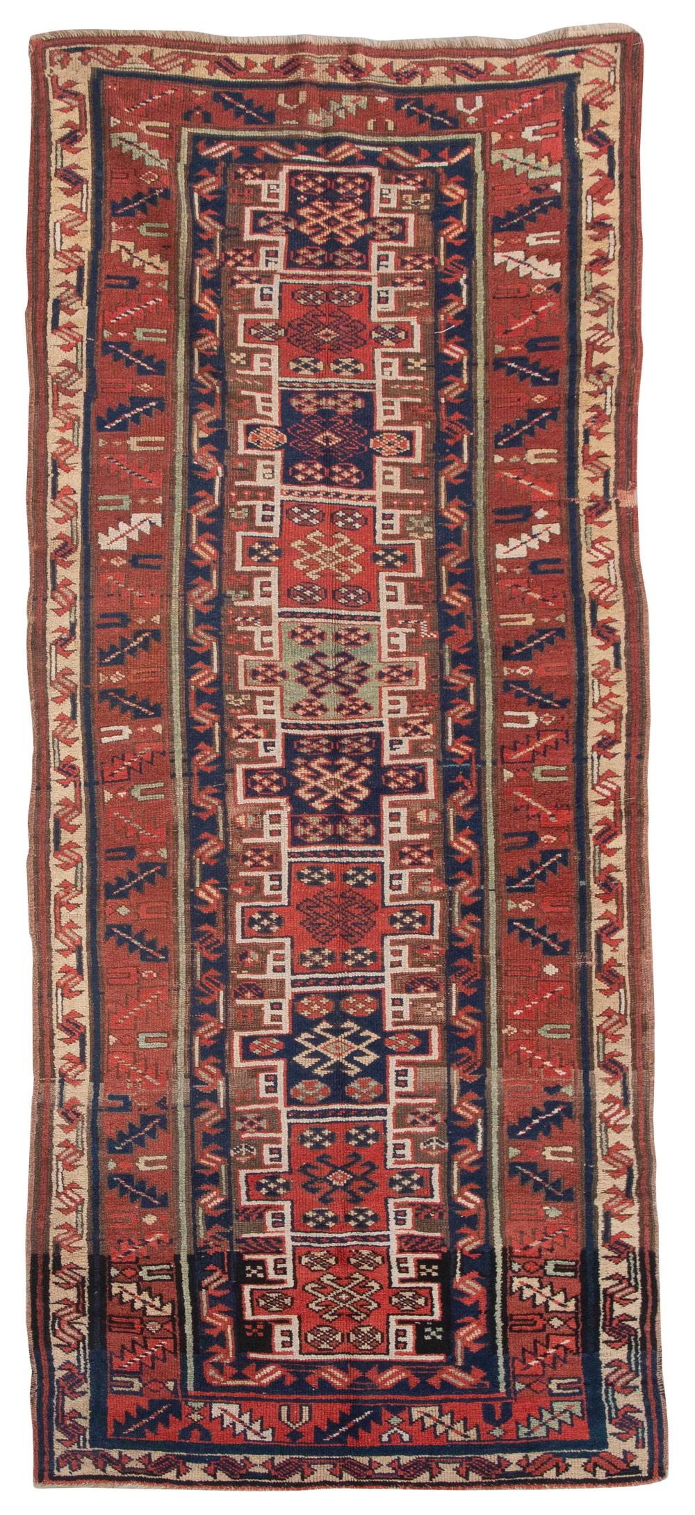 TURKISH KAZAK LONG RUG: 3’9” X 9’2”