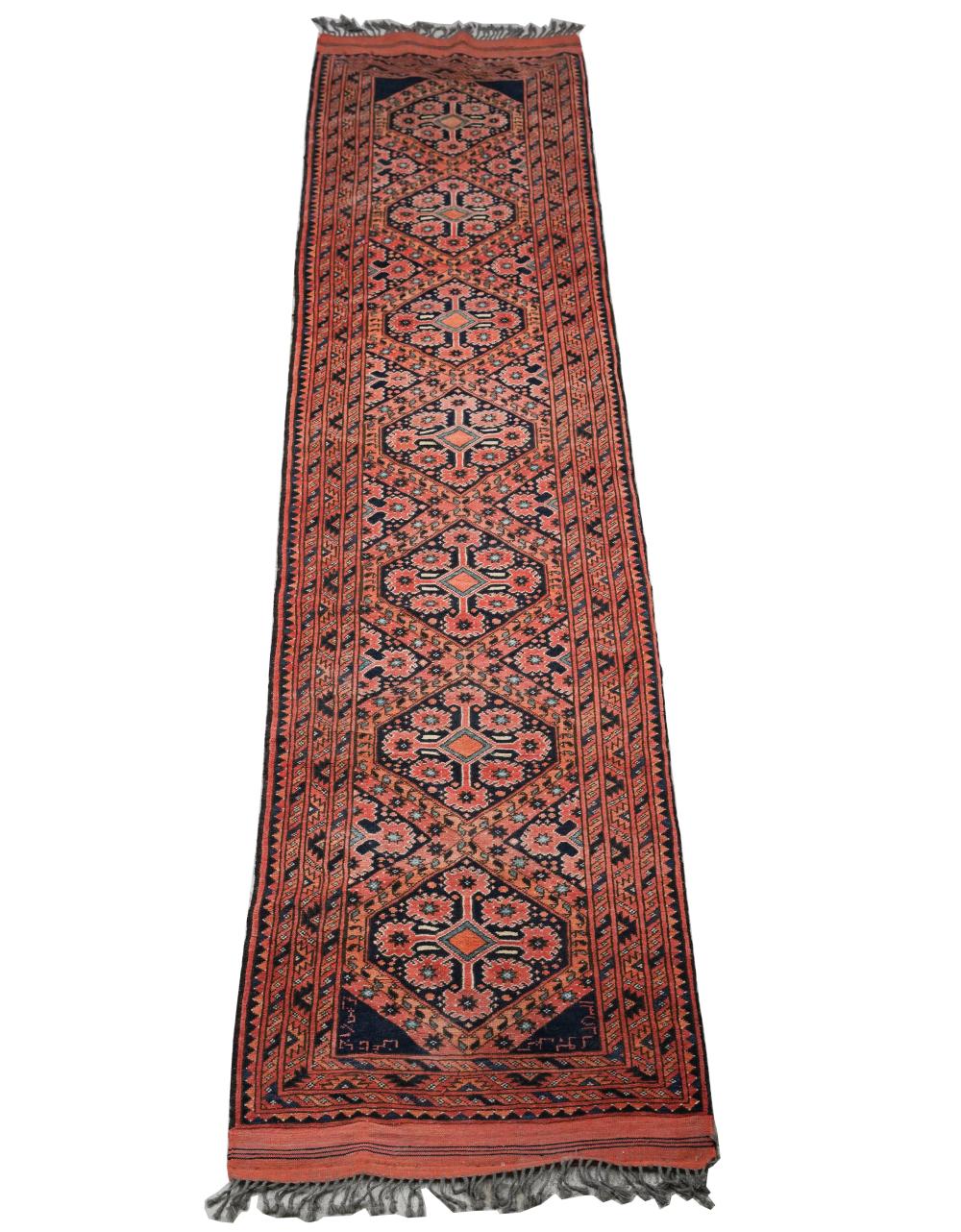 TURKISH RUNNERwool; 3' x 12'8"