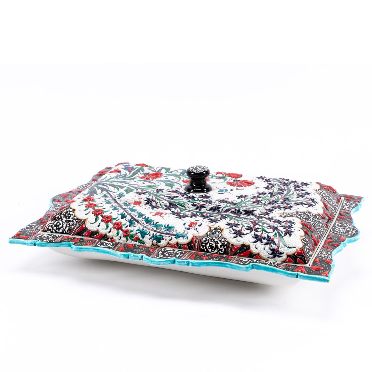 TURKISH TIN GLAZED LIDDED PLATTER