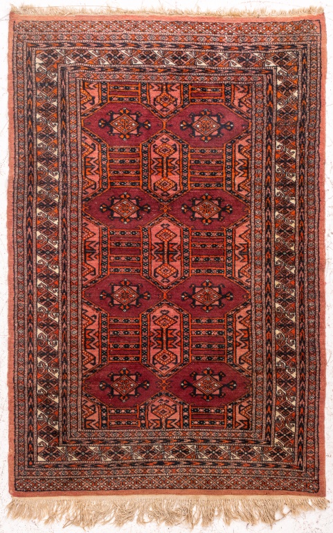TURKMAN HANDKNOTTED PLUM WOOL RUG