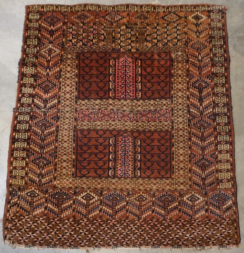 TURKOMAN PRAYER RUG (REPAIRED), 4