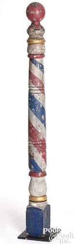 TURNED AND PAINTED BARBER POLE,