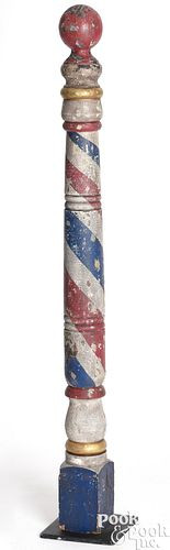 TURNED AND PAINTED BARBER POLE