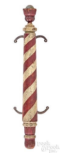 TURNED AND PAINTED BARBER POLE,