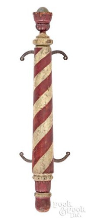 TURNED AND PAINTED BARBER POLE