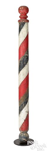 TURNED AND PAINTED BARBER POLE,