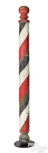 TURNED AND PAINTED BARBER POLE