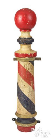 TURNED AND PAINTED BARBER POLE