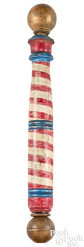 TURNED AND PAINTED BARBER POLE,