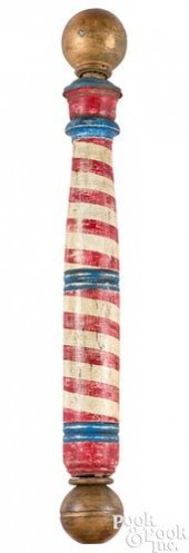 TURNED AND PAINTED BARBER POLE