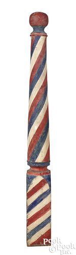 TURNED AND PAINTED BARBER POLE,