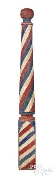 TURNED AND PAINTED BARBER POLE