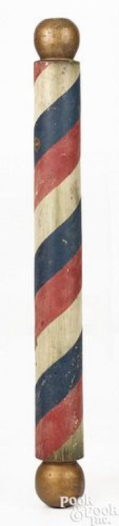 TURNED AND PAINTED BARBER POLE