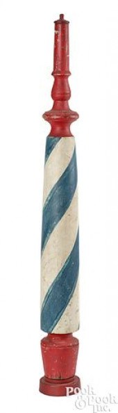 TURNED AND PAINTED BARBER POLE