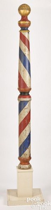 TURNED AND PAINTED BARBER POLE
