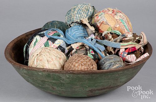 TURNED AND PAINTED WOOD BOWL,