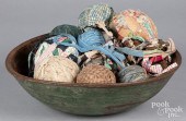 TURNED AND PAINTED WOOD BOWL,
