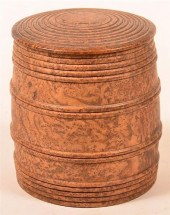 TURNED BURL WOOD BARREL FORM T