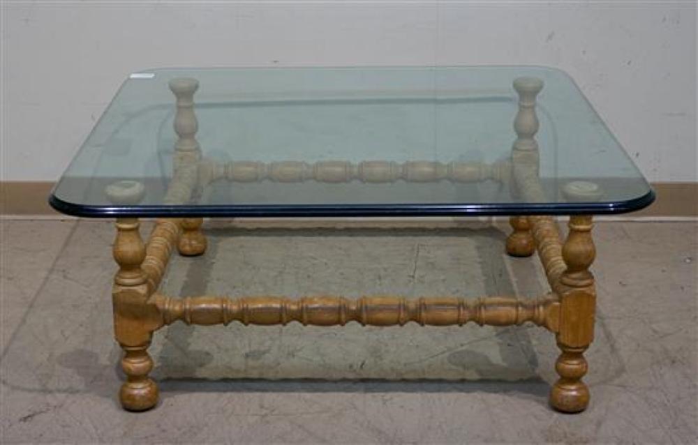 TURNED PINE SQUARE GLASS TOP