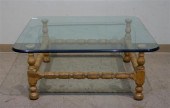 TURNED PINE SQUARE GLASS TOP C