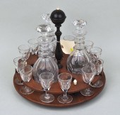TURNED WOOD BONE MOUNTED GLASS