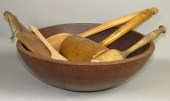 TURNED WOOD KITCHEN BOWL WITH