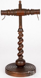 TURNED WOOD LAMP HANGER, CA. 1