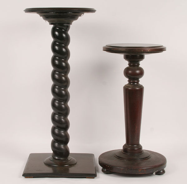 Turned wood pedestal with barley