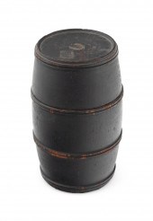 TURNED WOODEN BARREL-FORM CANI