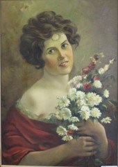 TUROCZY. O/C Woman with Flower