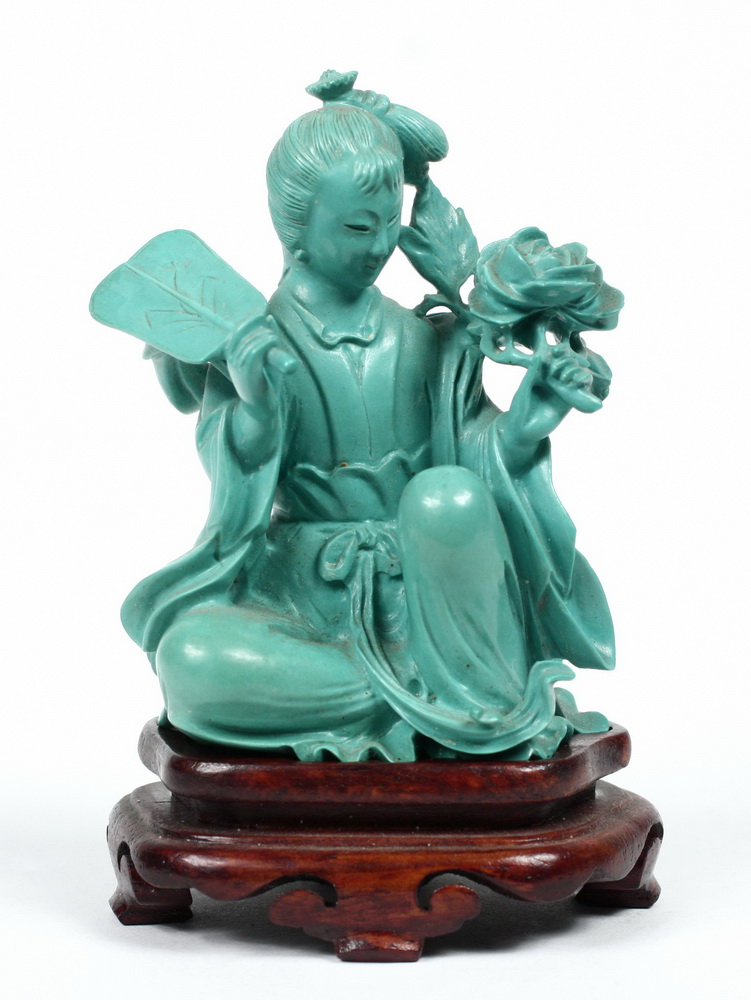 TURQUOISE CARVED COURT LADY -