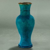 TURQUOISE CRACKLE GLAZED VASE