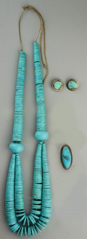 TURQUOISE DISC AND BEAD NECKLA