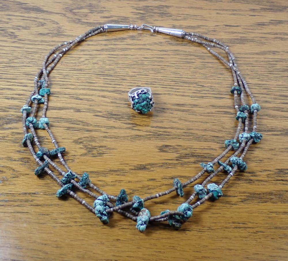 TURQUOISE NUGGET AND HEISHE SHELL