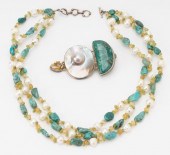 TURQUOISE PERIDOT AND PEARL NE