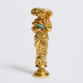 Turquoise Set Gilt Metal Figur