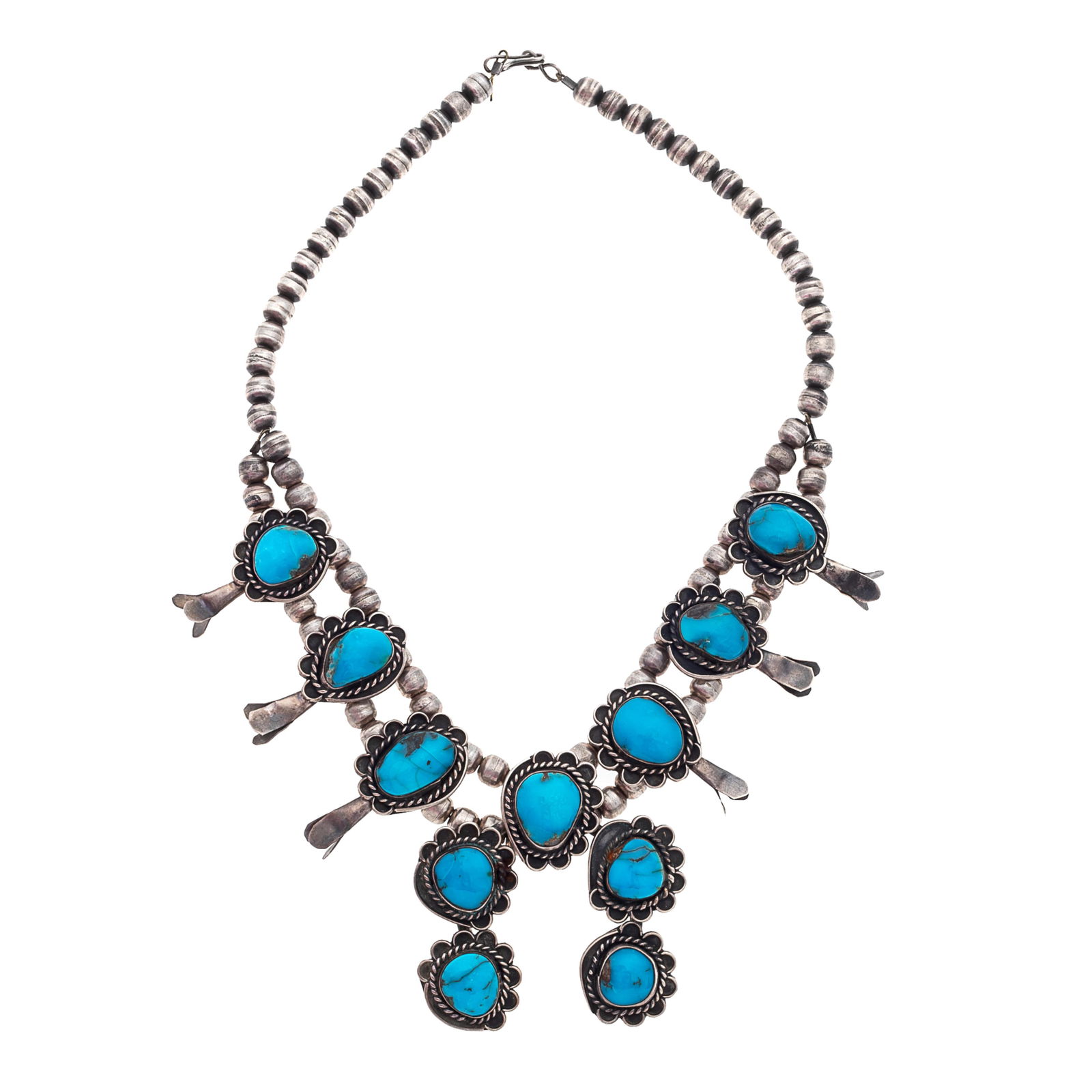 TURQUOISE, STERLING SILVER SQUASH