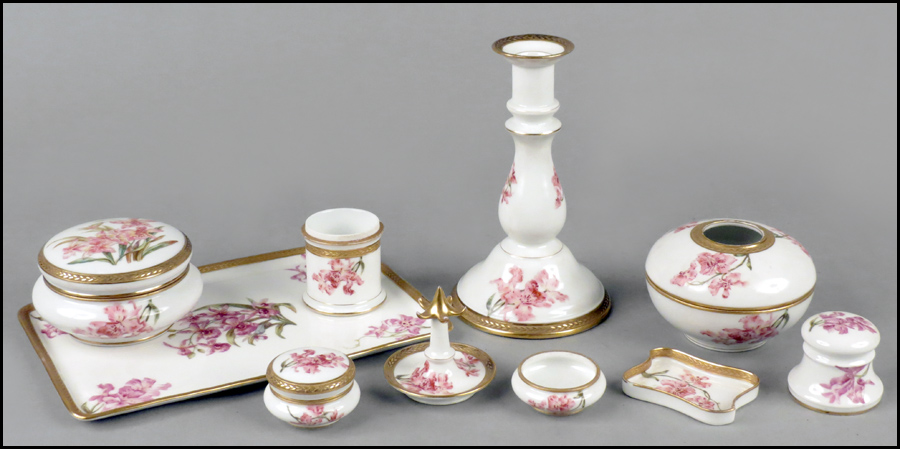 T&V LIMOGES PORCELAIN VANITY SET.