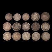 TWELVE (12) EARLY DIMES AND TH