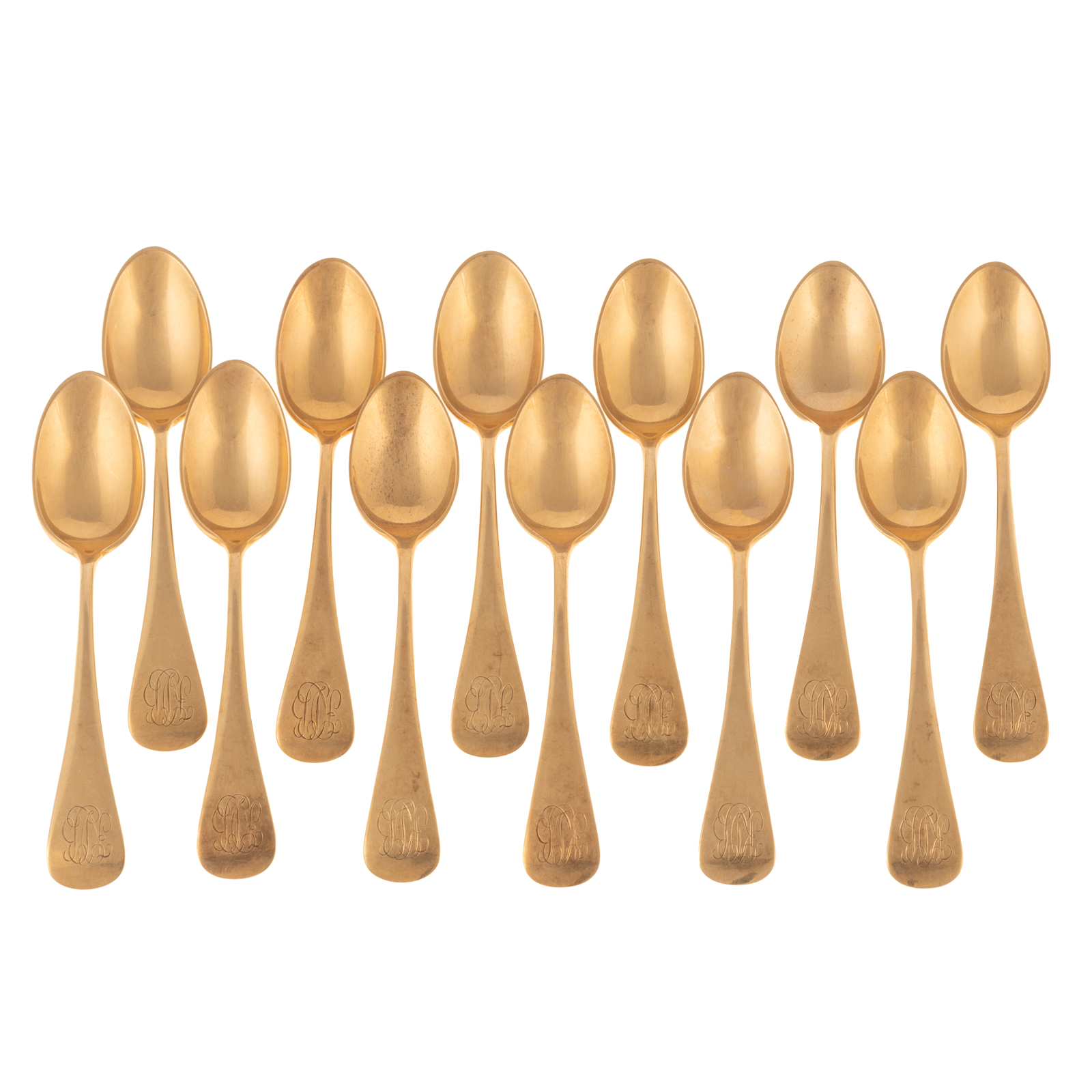 TWELVE 14K GOLD DEMITASSE SPOONS