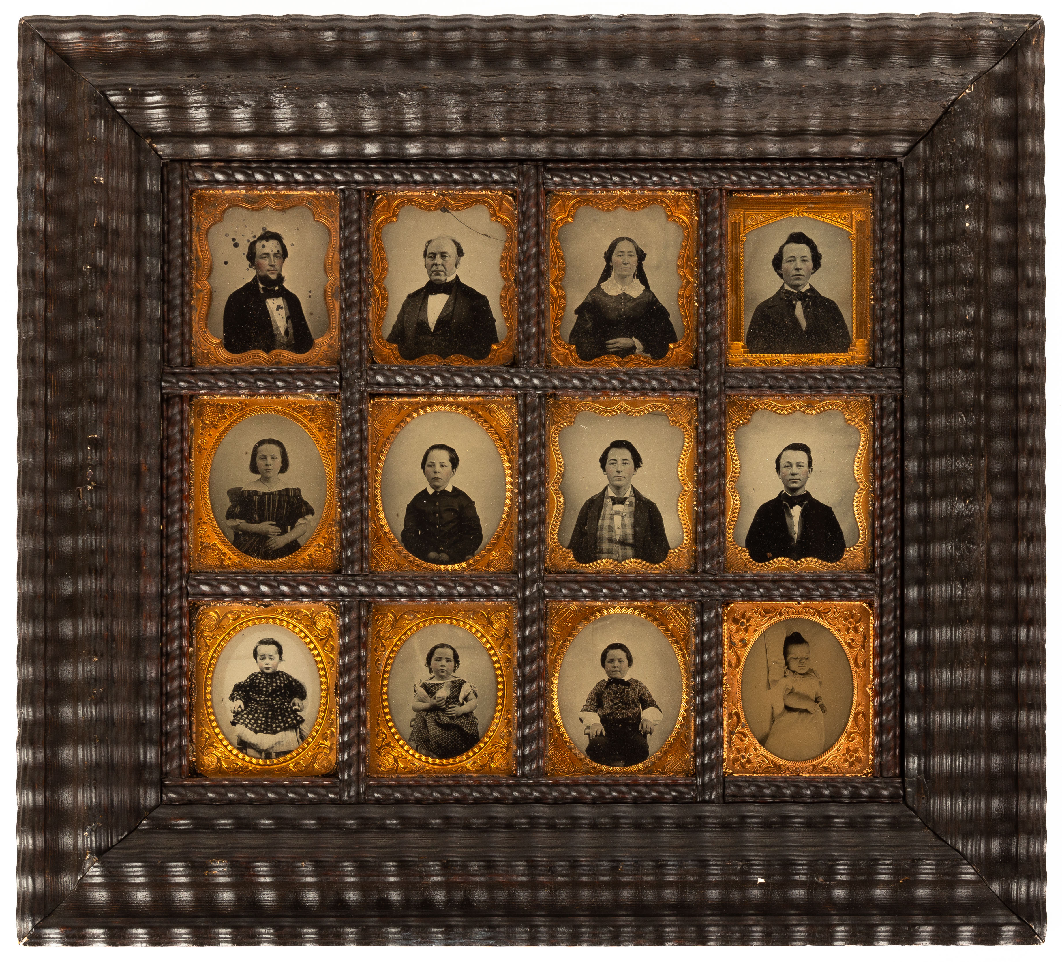 TWELVE AMBROTYPES OF FAMILY MEMBERS