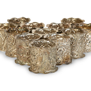 Twelve American Repoussé Silver