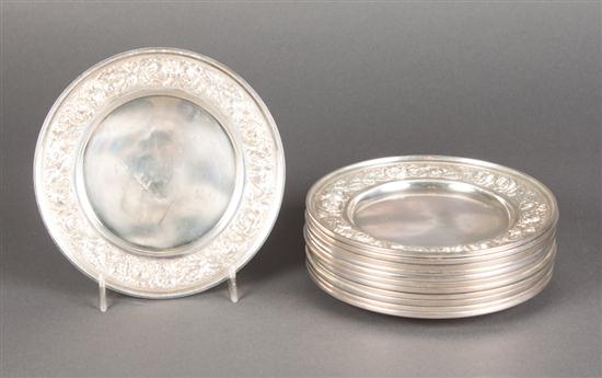 Twelve American repousse sterling