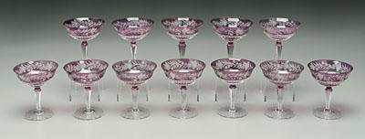 Twelve Amethyst cut to clear stems: