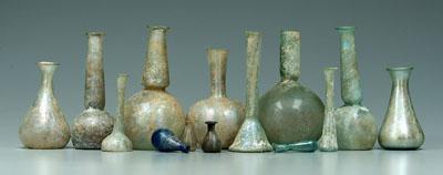 Twelve ancient Roman bottles:
