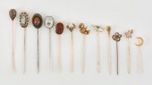 TWELVE ANTIQUE STICK PINS LATE