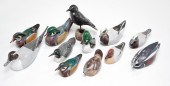 TWELVE BIRD CARVINGS BY DAVE F