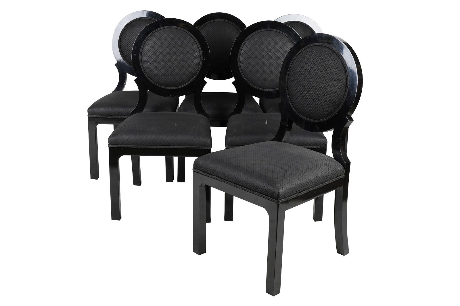 TWELVE BLACK-LACQUERED DINING