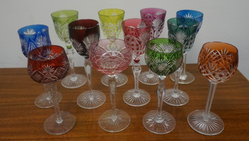TWELVE BOHEMIAN VARIED COLOR TO